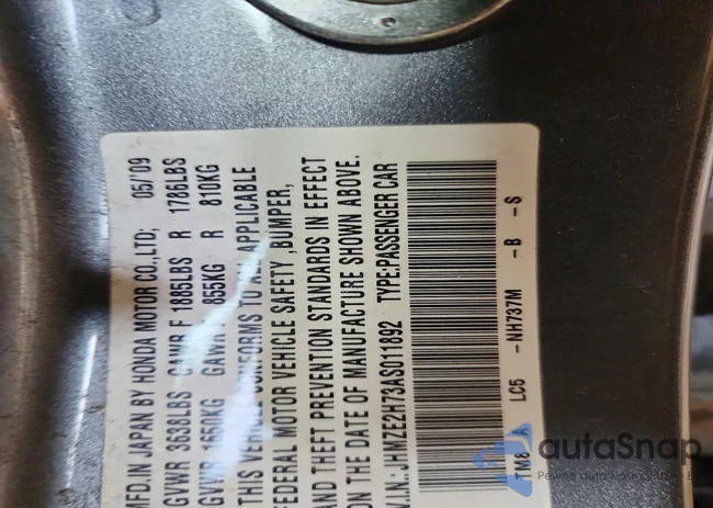 JHMZE2H73AS011892: 78859075