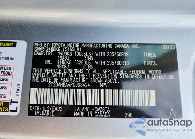 2T2BAMBA4PC008424: 76614585