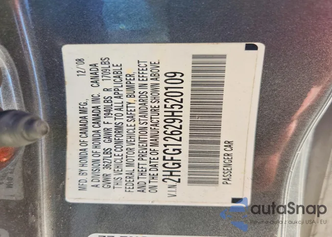 2HGFG12629H520109: 76821695