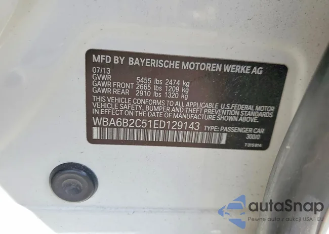 WBA6B2C51ED129143: 77707715