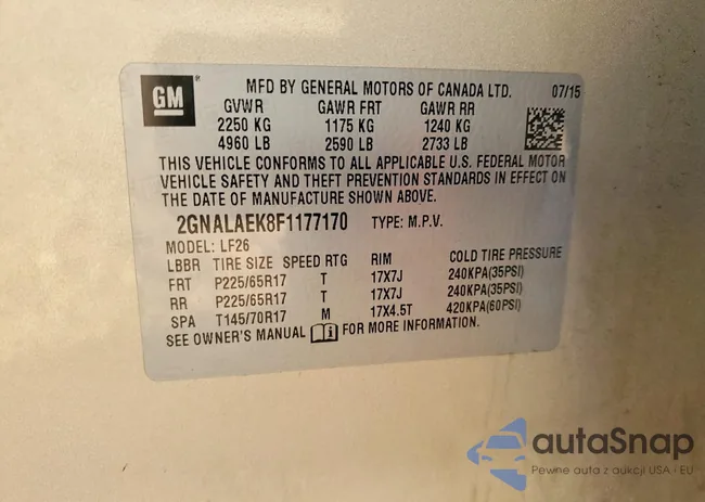 2GNALAEK8F1177170: 76988085