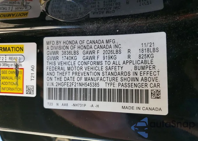 2HGFE2F21NH545385: 74979805