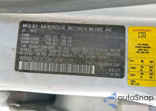 WMWZB3C58CWM06052: 79025585