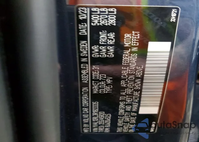 YV4L12RL3R1823335: 77235005