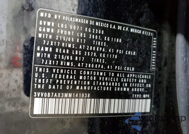 3VV0B7AX3MM141938: 77183545