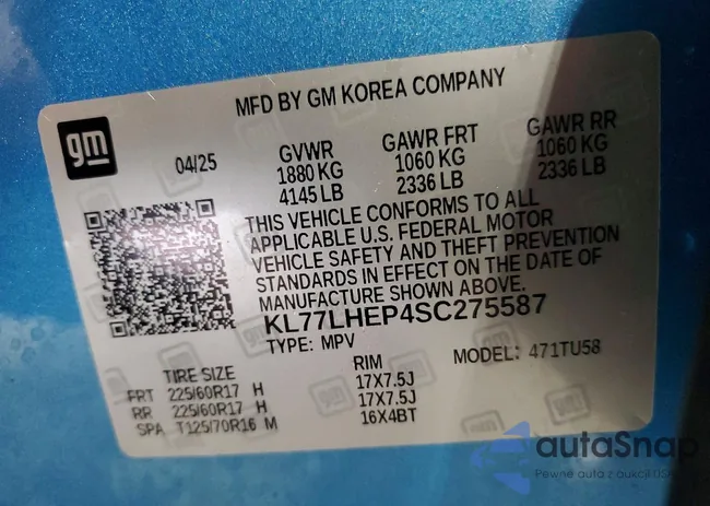 KL77LHEP4SC275587: 76961735