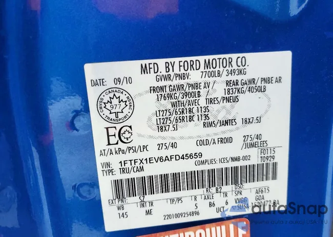 1FTFX1EV6AFD45659: 75988365