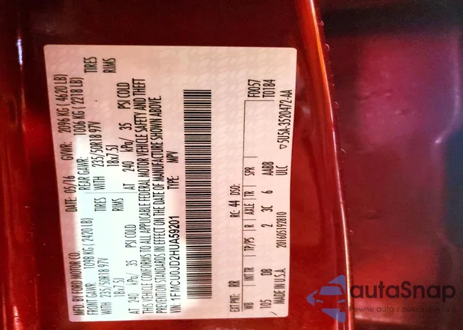 1FMCU0JD2HUA59201: 73200695