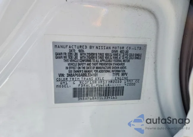 3N8AP6BA0SL334161: 77001675