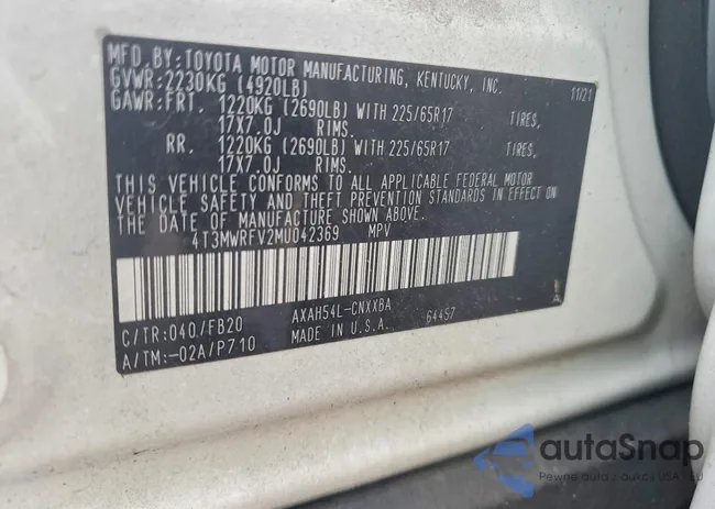 4T3MWRFV2MU042369: 77001045