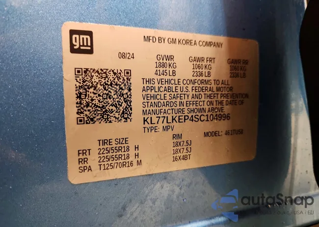 KL77LKEP4SC104996: 77485045