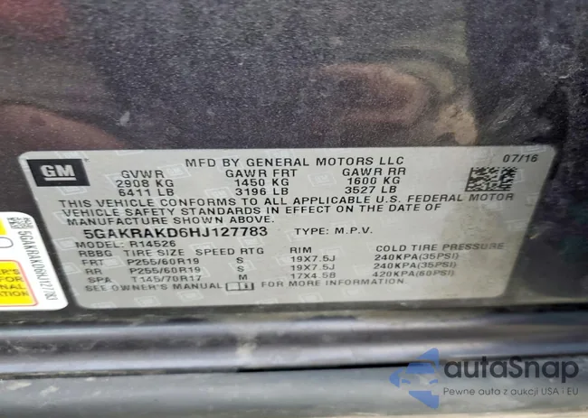 5GAKRAKD6HJ127783: 79229035