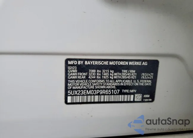 5UX23EM03P9R65107: 75195905