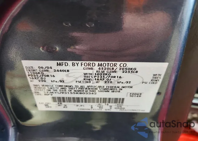 1FMYU93155KB03342: 75051735