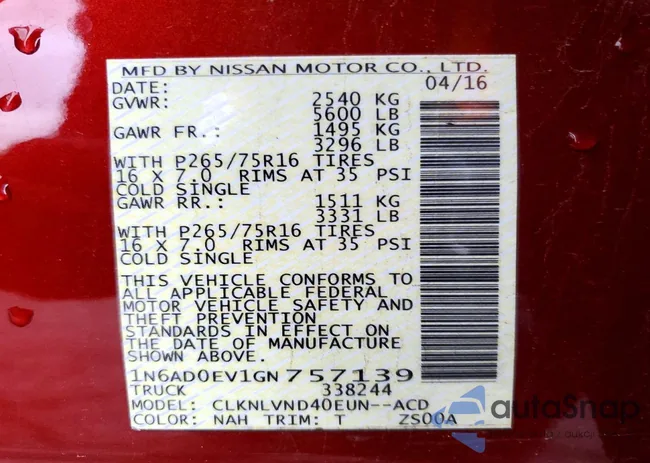 1N6AD0EV1GN757139: 77891795