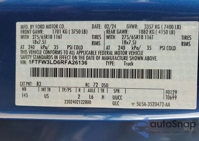 1FTFW3LD6RFA26136: 46233946