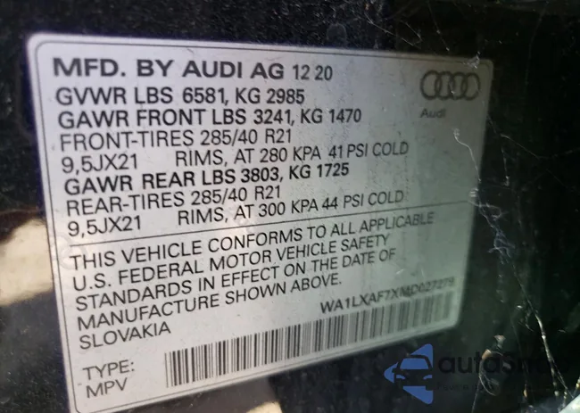 WA1LXAF7XMD027279: 76405015