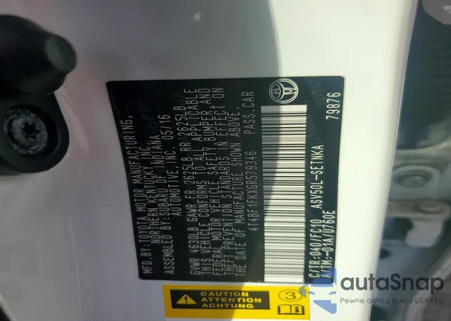 4T4BF1FKXGR579346: 79191675