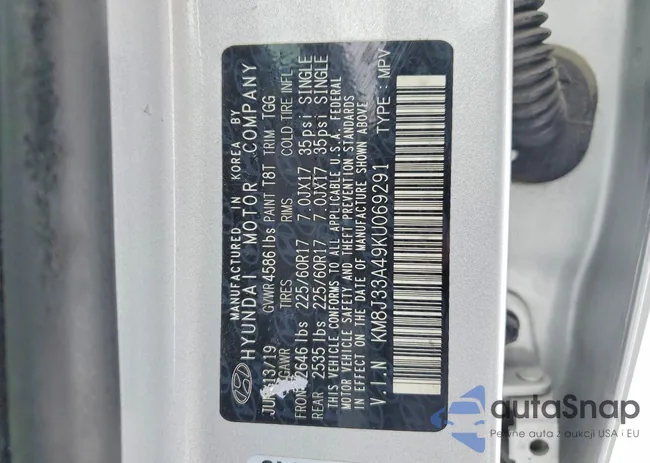 KM8J33A49KU069291: 74493205