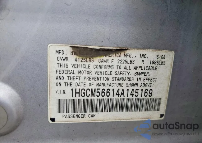 1HGCM56614A145169: 78628585