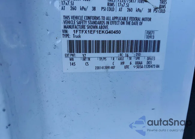 1FTFX1EF1EKG40450: 78120105