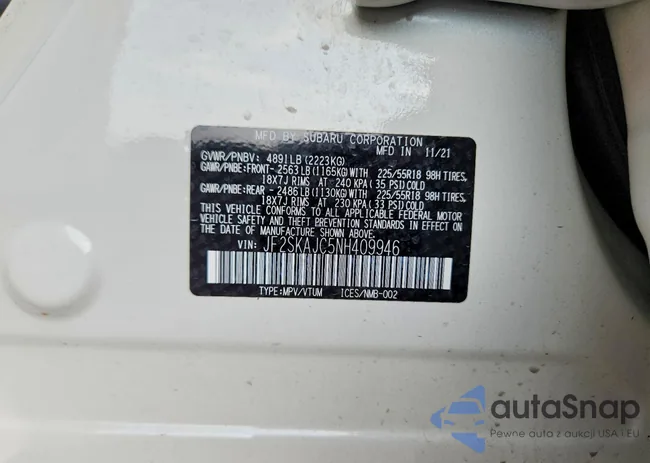 JF2SKAJC5NH409946: 76910745