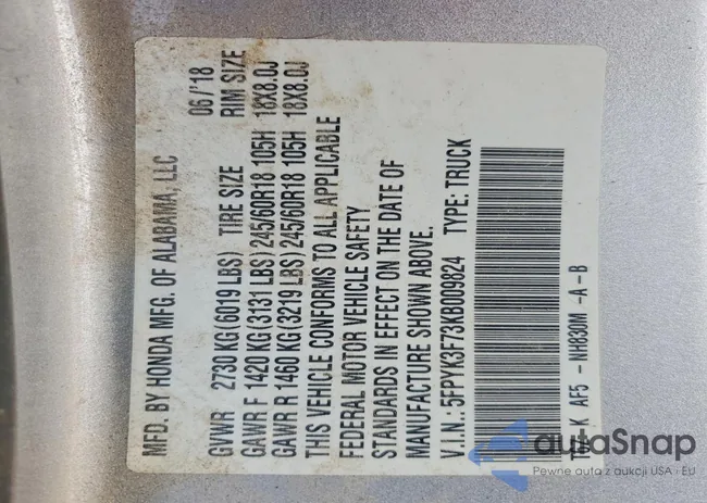 5FPYK3F73KB009824: 76983365