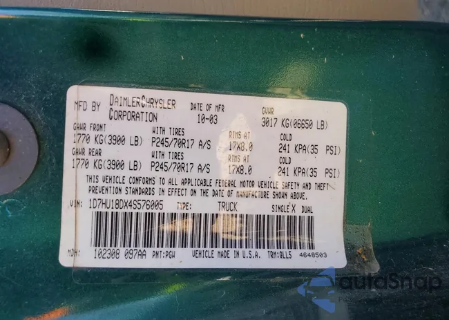 1D7HU18DX4S576005: 77379445