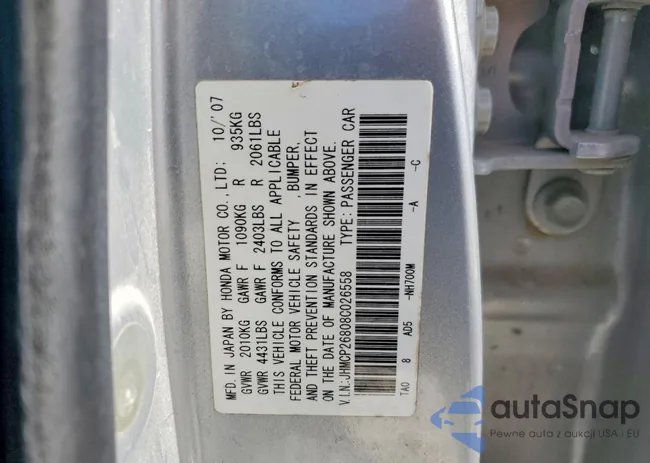 JHMCP26808C026558: 77136945