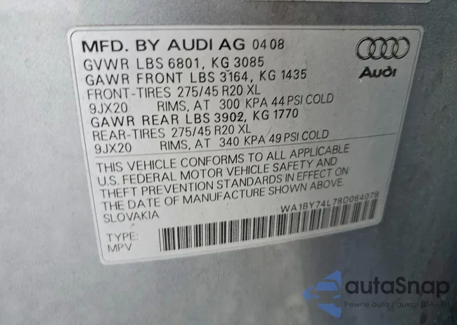 WA1BY74L78D064078: 77361165