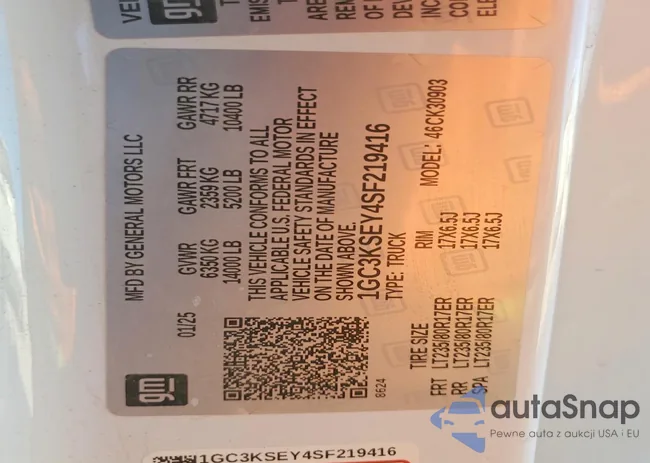 1GC3KSEY4SF219416: 75753225