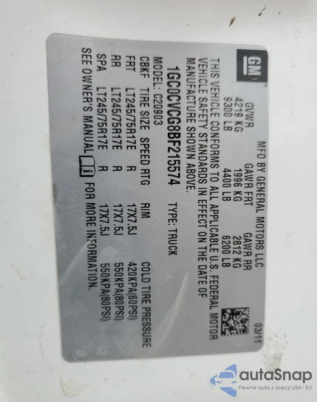 1GC0CVCG8BF215574: 49265765