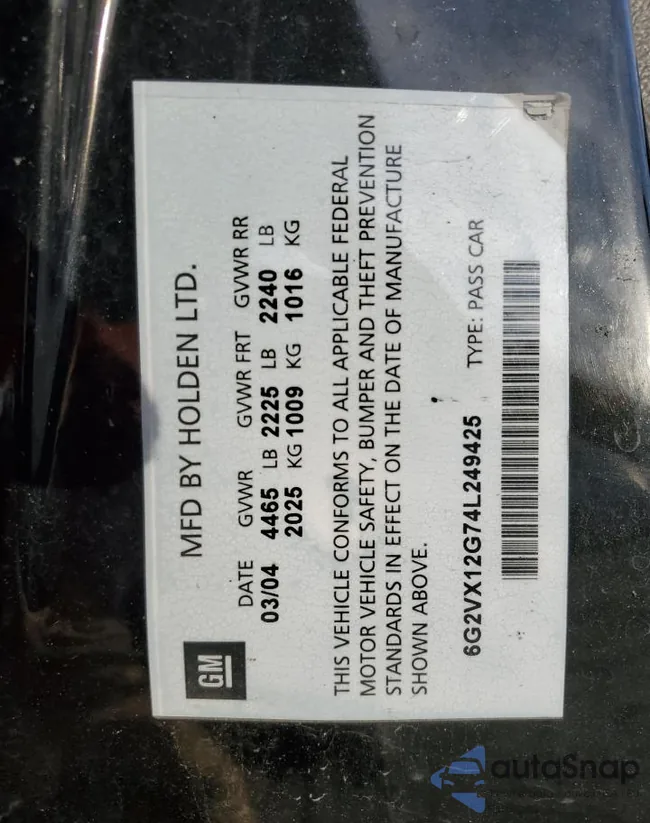 6G2VX12G74L249425: 48103235