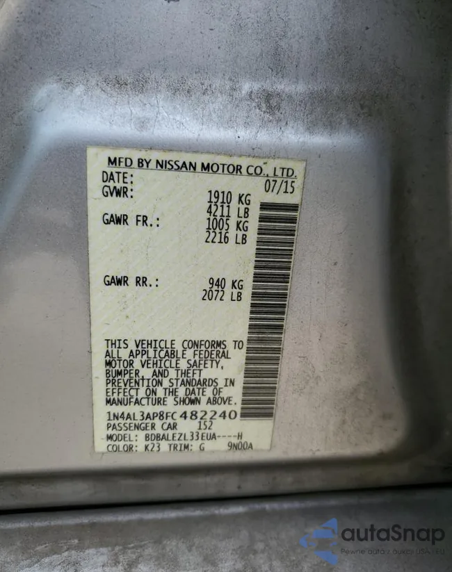 1N4AL3AP8FC482240: 47467095