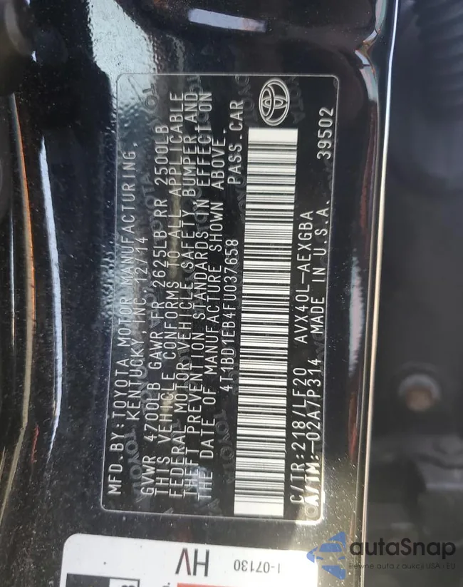 4T1BD1EB4FU037658: 48690425