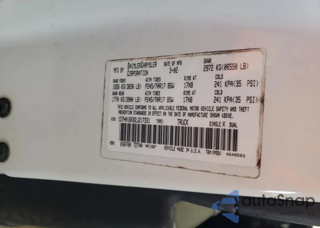 1D7HA16K82J217331: 47501255