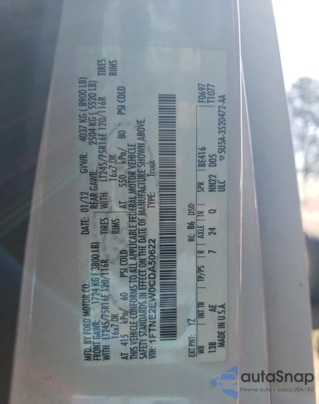 1FTNE2EW0CDA50622: 41786655