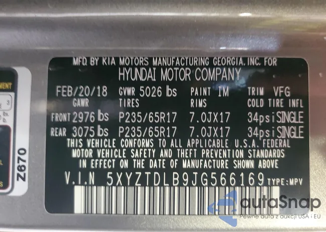 5XYZTDLB9JG566169: 48070965