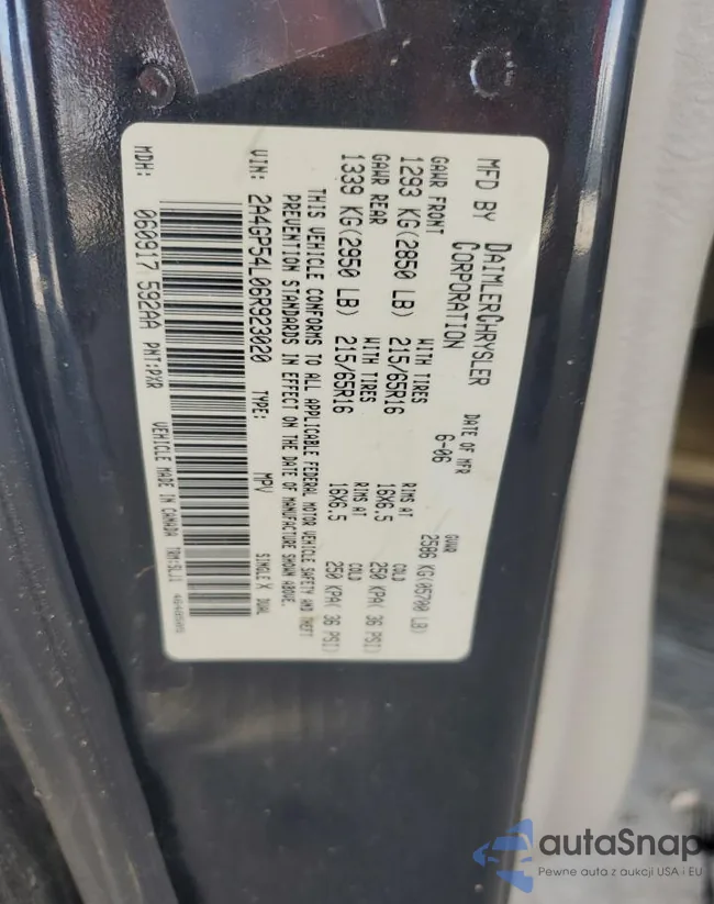 2A4GP54L06R923020: 50814925