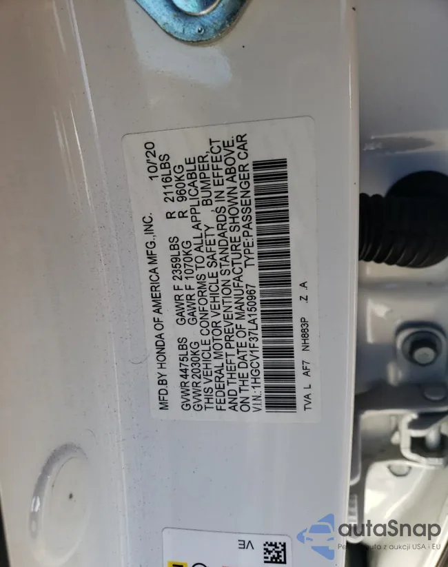 1HGCV1F37LA150967: 46621485