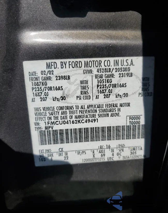 1FMCU04162KC49491: 50749465