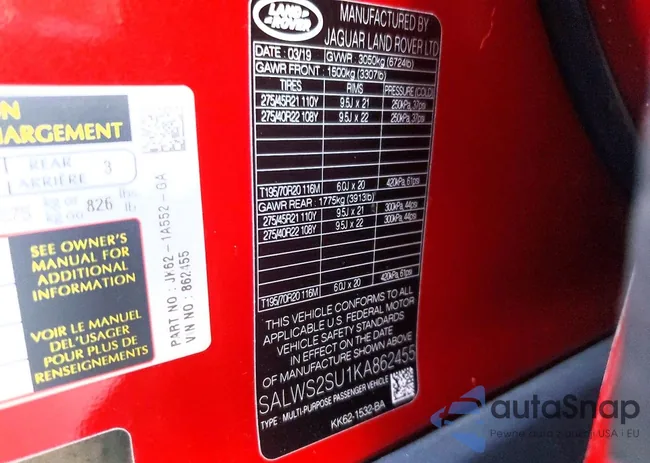 SALWS2SU1KA862455: 79831495