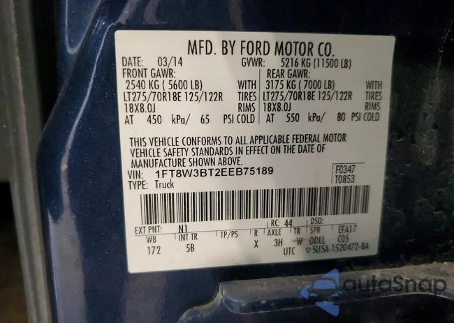 1FT8W3BT2EEB75189: 79982125