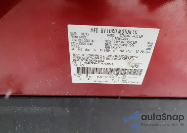 1FM5K7F84FGC63075: 78550105