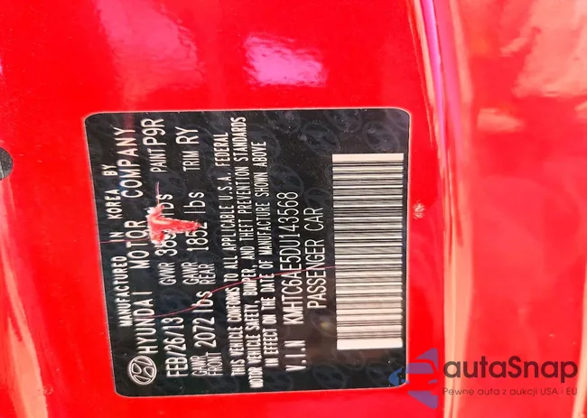 KMHTC6AE5DU143568: 46491336