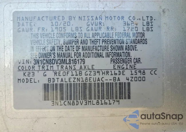 3N1CN8DV3ML816179: 45601466