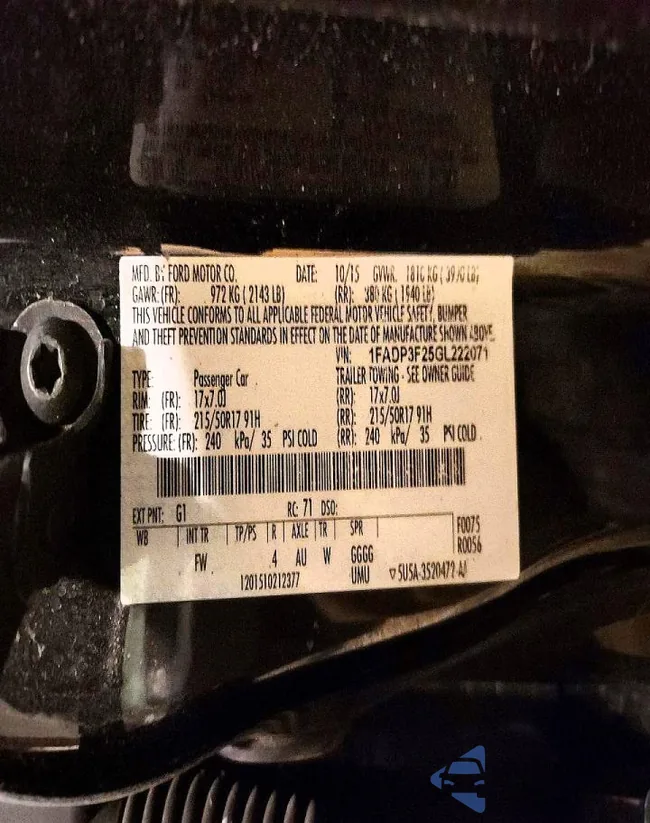 1FADP3F25GL222071: 79042505