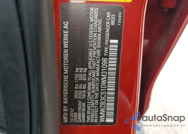 WMWZB3C51DWM31098: 77567245