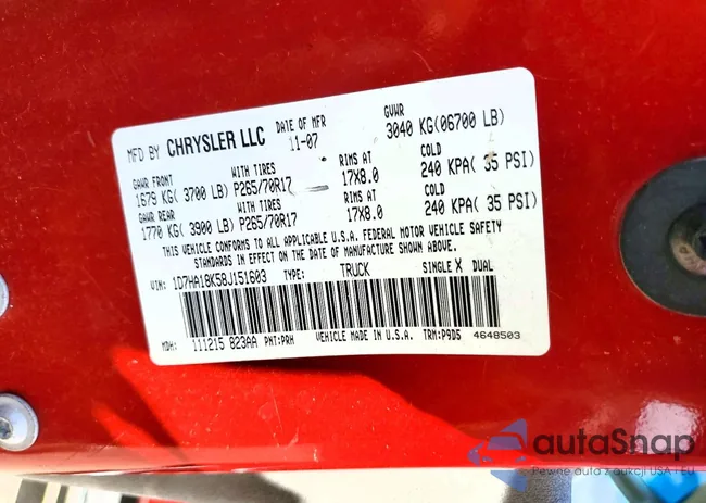 1D7HA18K58J151603: 42007746