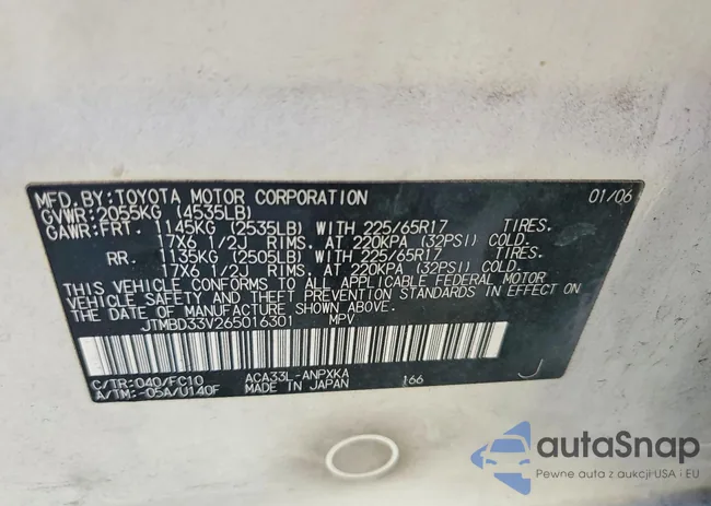 JTMBD33V265016301: 41588596